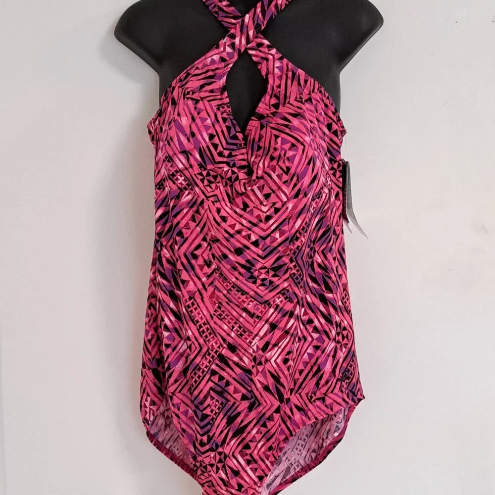 Swimsuits For All Aquabelle Pink & Purple One Piece Swimsuit NWT Size 20